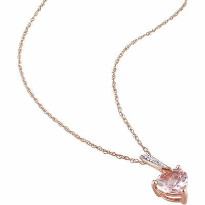 ออกแบบใหม่ Rose Gold Plated Morganite Stones ผู้หญิงของขวัญสร้อยคอจี้แต่งงาน