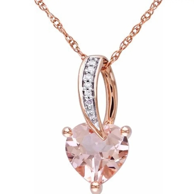 ออกแบบใหม่ Rose Gold Plated Morganite Stones ผู้หญิงของขวัญสร้อยคอจี้แต่งงาน