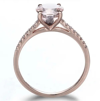 โรงงานขายส่งเครื่องประดับเงินแท้ 925 Rose Gold Morganite Ring Round Cut Pink Morganite Engagement Ring
