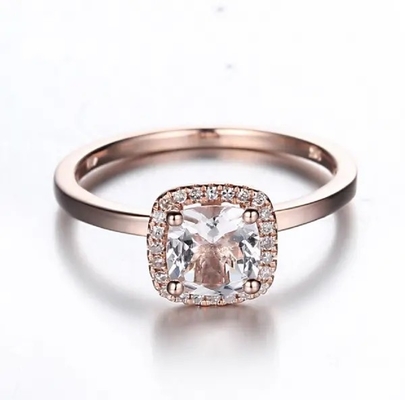 ต่างหูเงินแท้ 925 ทรงกลมชุบโรสโกลด์ Morganite Cuff Earrings