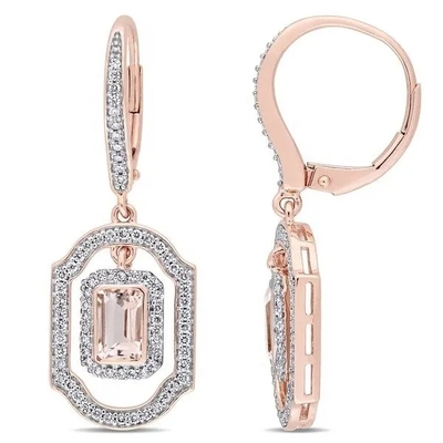 ต่างหูเงินแท้ 925 ทรงกลมชุบโรสโกลด์ Morganite Cuff Earrings