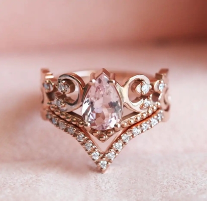 Vintage Grateful S925 Rose Gold แหวนหมั้น Cz โบราณสัญญาของขวัญวันครบรอบ