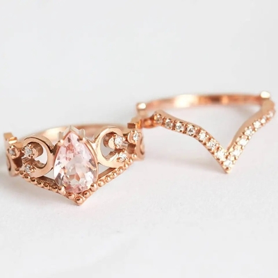 Vintage Grateful S925 Rose Gold แหวนหมั้น Cz โบราณสัญญาของขวัญวันครบรอบ