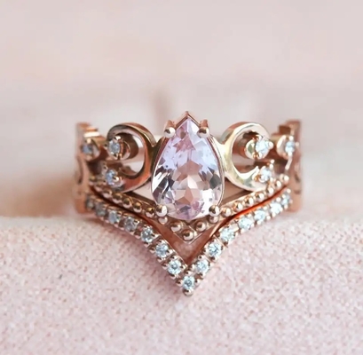 Vintage Grateful S925 Rose Gold แหวนหมั้น Cz โบราณสัญญาของขวัญวันครบรอบ
