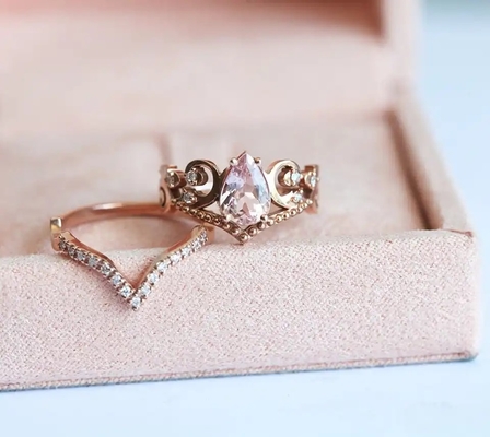 Vintage Grateful S925 Rose Gold แหวนหมั้น Cz โบราณสัญญาของขวัญวันครบรอบ