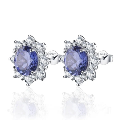 S925 Rose Gold Oval Lavender Sapphire Side Cz แหวนหมั้นสัญญาเครื่องประดับหรูหรา