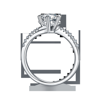 1.30CT White Moissanite และ Sapphire Platineve Diamonds เครื่องประดับแหวนหมั้นผู้หญิง