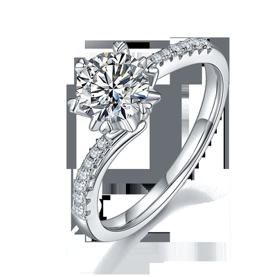 1.30CT White Moissanite และ Sapphire Platineve Diamonds เครื่องประดับแหวนหมั้นผู้หญิง