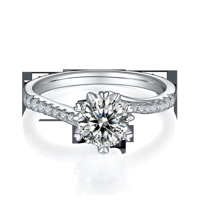 1.30CT White Moissanite และ Sapphire Platineve Diamonds เครื่องประดับแหวนหมั้นผู้หญิง