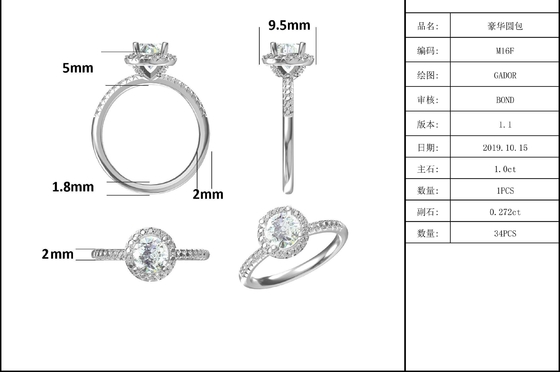 925 เครื่องประดับเงินสเตอร์ลิงแหวนหมั้นเพชร Moissanite ทรงกลมแหวนวงแหวนโอชะ