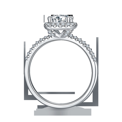 925 เครื่องประดับเงินสเตอร์ลิงแหวนหมั้นเพชร Moissanite ทรงกลมแหวนวงแหวนโอชะ