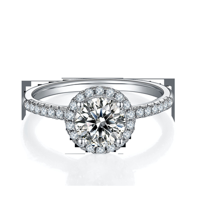 925 เครื่องประดับเงินสเตอร์ลิงแหวนหมั้นเพชร Moissanite ทรงกลมแหวนวงแหวนโอชะ