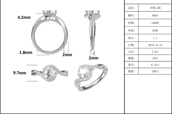 Simple Arrival S925 Bright Setting Women Infinity Round Cut Moissanite Ribbon Twist แหวนหมั้นงานแต่งงาน