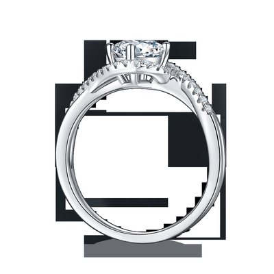 Simple Arrival S925 Bright Setting Women Infinity Round Cut Moissanite Ribbon Twist แหวนหมั้นงานแต่งงาน