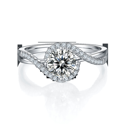 Simple Arrival S925 Bright Setting Women Infinity Round Cut Moissanite Ribbon Twist แหวนหมั้นงานแต่งงาน