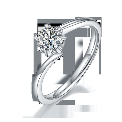 Lady 9k Round 7.5mm Moissanite Open Fashion Grandeur Jewelry Silver Ring