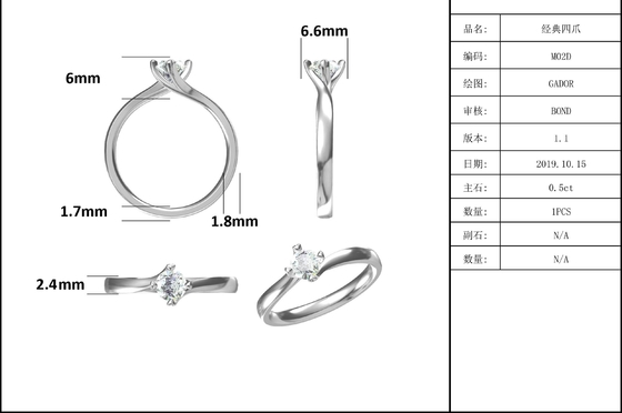 9K Gold Jewelry Designs Moissanite 925 Silver Ring