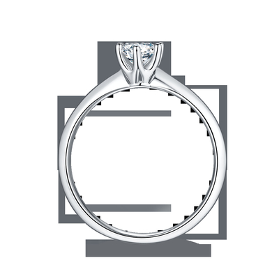 9K with Silver Ring cut White Moissanite Diamond Minimalist Wedding Jewelry