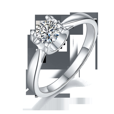 แหวนเงิน 9K ล้อมเพชร Moissanite สีขาว เครื่องประดับงานแต่งงานสไตล์มินิมอล