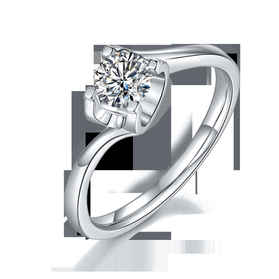 9K with Silver Ring Trapezoidal White Moissanite Diamond Minimalist Wedding Jewelry