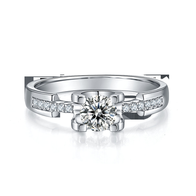 White Moissanite Diamond Minimalist Custom Sytle Wedding Ring สำหรับผู้หญิง