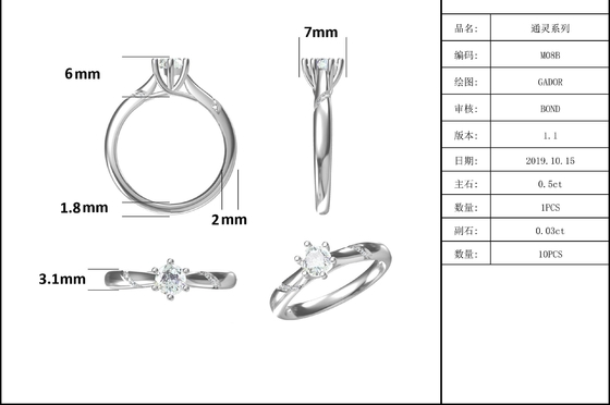 ขายส่งเครื่องประดับ Moissanite 925 เงินสเตอร์ลิงหมั้นแหวน Moissanite แบบกำหนดเอง