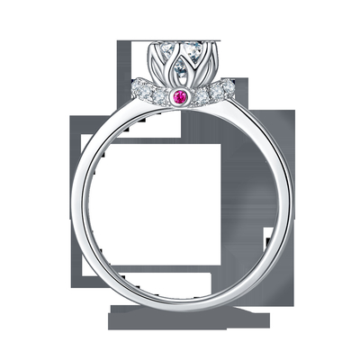 สไตล์ดอกไม้ที่ไม่ซ้ำกันแหวนชุบทองคำขาว Custom Moissanite แหวนหมั้นเครื่องประดับผู้หญิง