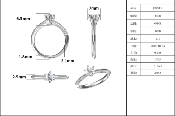 White Moissanite และ Sapphire Platineve Diamonds เครื่องประดับแหวนหมั้นผู้หญิง
