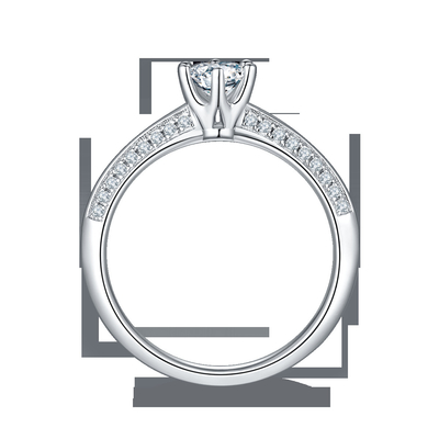 White Moissanite และ Sapphire Platineve Diamonds เครื่องประดับแหวนหมั้นผู้หญิง