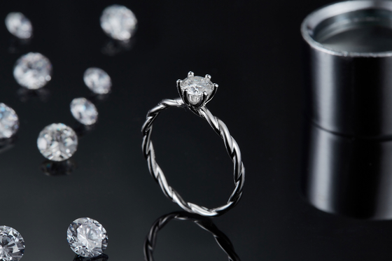 Moissanite Engagement For Women Ring Set Diamonds and Sapphire Wedding Band White Gold Pave