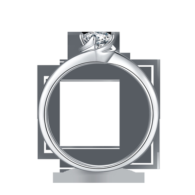 แหวนทองคำขาว 14 กะรัต Lab Grown Moissanite แรงบันดาลใจจาก Moissanite แหวนเพชรหมั้น Moissanite