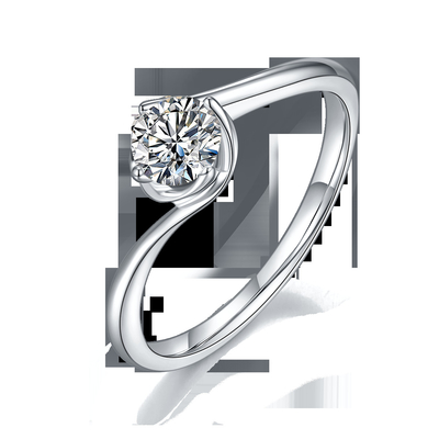 แหวนทองคำขาว 14 กะรัต Lab Grown Moissanite แรงบันดาลใจจาก Moissanite แหวนเพชรหมั้น Moissanite
