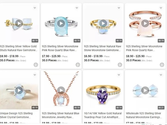เครื่องประดับอินเทรนด์ Raw Moonstone Ring เงินสเตอร์ลิง 925 ผิดปกติสามง่ามเครื่องประดับผู้หญิง