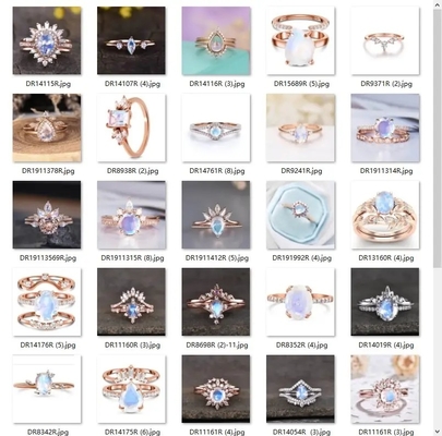 เครื่องประดับอินเทรนด์ Raw Moonstone Ring เงินสเตอร์ลิง 925 ผิดปกติสามง่ามเครื่องประดับผู้หญิง