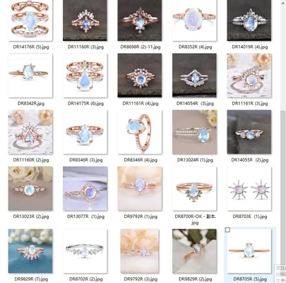 เครื่องประดับอินเทรนด์ Raw Moonstone Ring เงินสเตอร์ลิง 925 ผิดปกติสามง่ามเครื่องประดับผู้หญิง