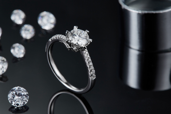 1.30CT White Moissanite and Sapphire Platineve CZ Jewelry Engagement Women Ring