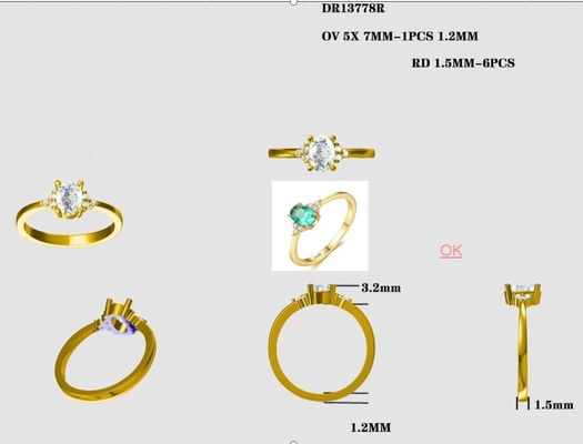 แหวนประดับมรกต CZ สวยหรู เรียบง่าย เงินแท้ 925
