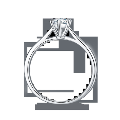 เครื่องประดับงานแต่งงานสไตล์มินิมอล แหวนเงิน 9K ทรงกลม White Moissanite CZ