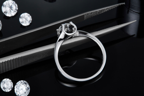 RD 4MM Trapezoidal White Moissanite 9K Silver Ring CZ Minimalist Wedding Jewelry