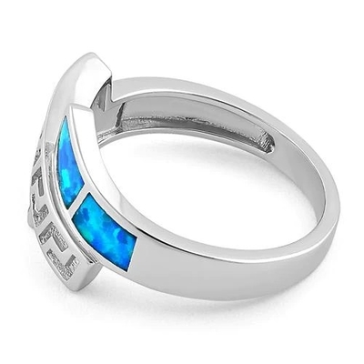 Opal Greek Pattern Lab โอปอลไพลินแหวนหมั้นผู้หญิง 925 พร้อมเงินสเตอร์ลิงสำหรับเด็กผู้หญิง