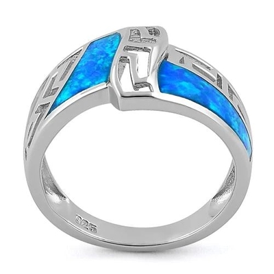 Opal Greek Pattern Lab โอปอลไพลินแหวนหมั้นผู้หญิง 925 พร้อมเงินสเตอร์ลิงสำหรับเด็กผู้หญิง