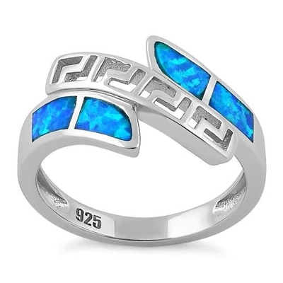 Opal Greek Pattern Lab โอปอลไพลินแหวนหมั้นผู้หญิง 925 พร้อมเงินสเตอร์ลิงสำหรับเด็กผู้หญิง