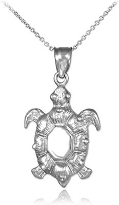 Boma Jewelry สร้อยคอจี้รูปสัตว์เต่าทะเลเงินแท้ 18 นิ้ว