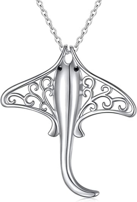 High Polish 925 Sterling Silver Jumping Sea Bass Fish Sea Life Charm Pendant Necklace