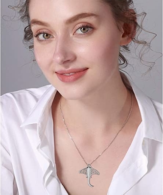 Lady tree 925 เงินสเตอร์ลิงสร้อยคอปลากระเบน Manta Ray Turtle Dolphin Charm สร้อยคอเต่า