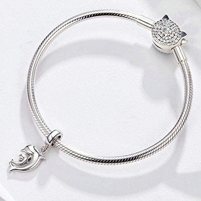 จี้ลูกปัด 925 Silver Charm Tortoise Charm Mermaid Bead Shell Charm Lucky Sea Turtle Dangle for Bracelets