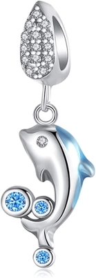 จี้ลูกปัด 925 Silver Charm Tortoise Charm Mermaid Bead Shell Charm Lucky Sea Turtle Dangle for Bracelets