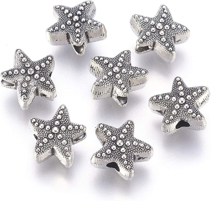50ชิ้นโบราณเงินปลาดาวปลาดาวลูกปัดโลหะทิเบตทะเลชีวิตมหาสมุทร10x11mm