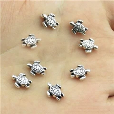 160ชิ้นโบราณจี้เต่าน่ารักเสน่ห์ลูกปัดเงินพอดีกับสร้อยข้อมือเดิม9x7mm