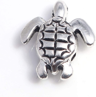 160ชิ้นโบราณจี้เต่าน่ารักเสน่ห์ลูกปัดเงินพอดีกับสร้อยข้อมือเดิม9x7mm